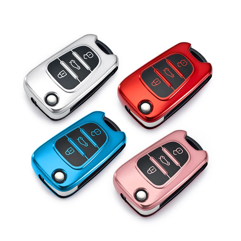 TPU Shell Fob Car Key Cover Case For Hyundai Elantra Accent i20 i30 ix35 For KIA Rio 3 Soul Optima Ceed K2 K5 Cerato Sportage