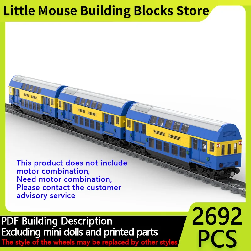 

City Car Model MOC Building Bricks Double Deck Train Car R40 Modular Technology Gifts Holiday Assemble Children Toys Suit