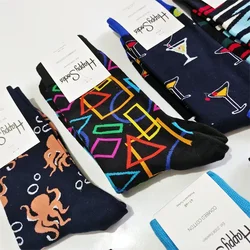 Happy Socks Calzini da uomo in cotone alla moda Caldi e divertenti calzini casual hip-hop dell'universo spaziale spessi