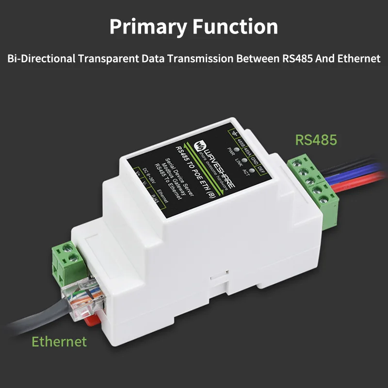 Imagem -03 - Servidor Serial Industrial Rs485 para Módulo Ethernet Rj45 Tcp ip para Suporte Serial Gateway Modbus de Montagem em Trilho Função Poe Opcional