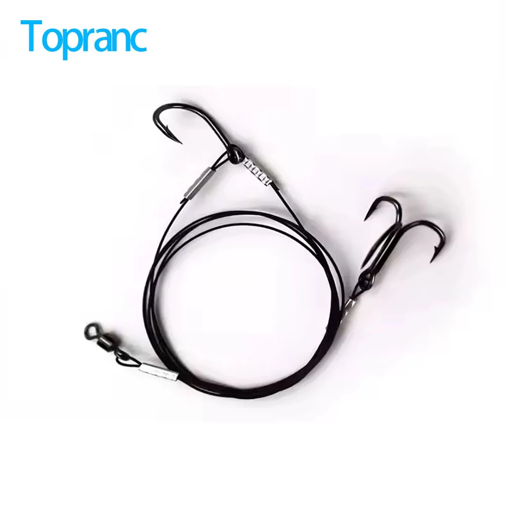 1Set Live Bait Rigs Stinger Rig mit Kreis Haken und Drillinge Hochfester Stahldraht Meeresangelköder Rigs Haken