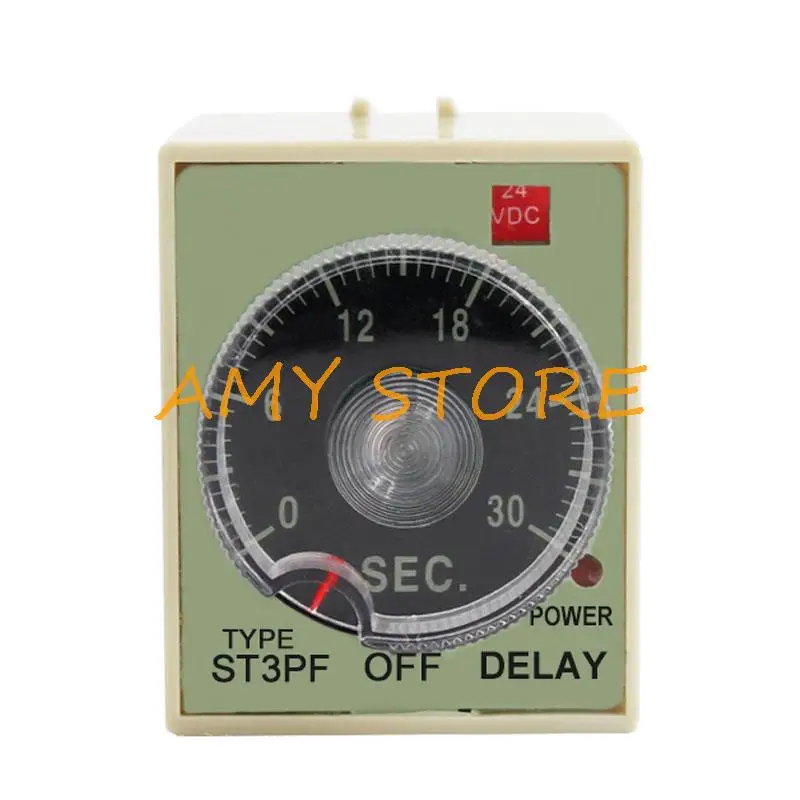 ST3PF 12V/24V/36VAC/48VDC/110V/127V/220V/380VAC Power off Delay Timer Time Relay 0-5 Second 8Pin w Base Socket PF083A/PYF083A