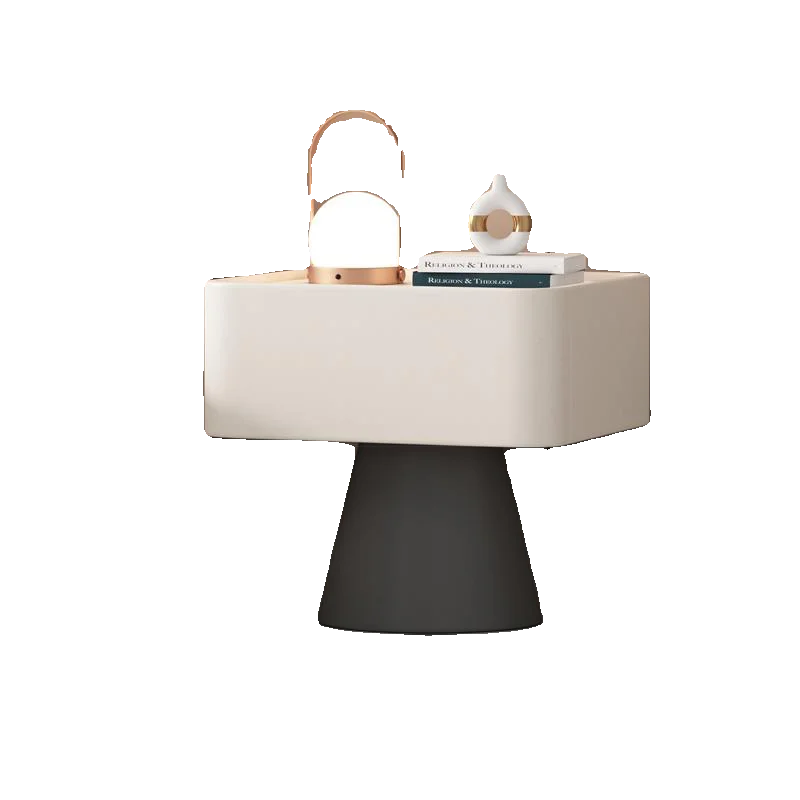 

Premium bedside table cat claw leather light luxury cream style all solid wood retro simple modern mini small bedside table
