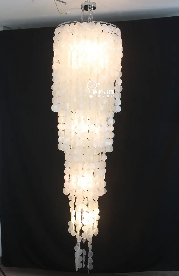 French duplex staircase loft long chandelier shell bed and breakfast wedding light  cream living room Japanese dining