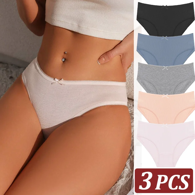 3 pezzi intimo donna in cotone mutandine carine mutandine Sexy mutande senza cuciture femminili mutandine tinta unita intimo donna Lingerie S-XL