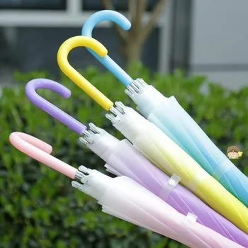 투명한 긴 손잡이 맞춤형 자동 우산, 크리에이티브 트렌드 그라데이션, 야외 일상 통근, 비와 빛 이중 사용 