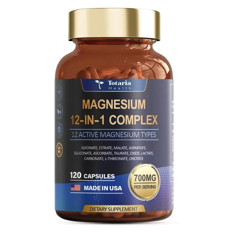 

Magnesium Complex 700mg 12 in 1 Magnesium Supplement with Glycinate Citrate Malate Oxide Taurate Aspartate Orotate Magnesium