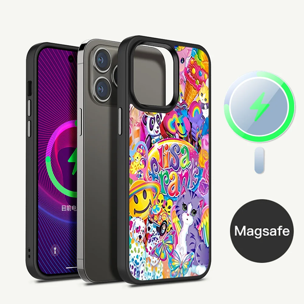 Lisa Frank Art Phone Case Magesafe Magnetic Wireless Charge Case For iPhone 16 11 12 13 14 15 Pro Max Plus Mini