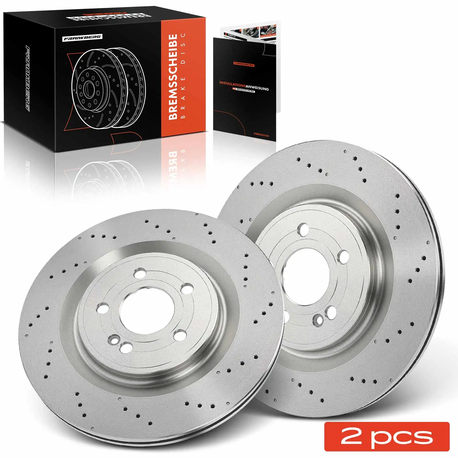 Frankberg 2x Bremsscheibe Hinterachse Links Rechts für Mercedes-Benz W177 V177 C118 X118 H247 Bj ab 2018 2474230400 A2474230400