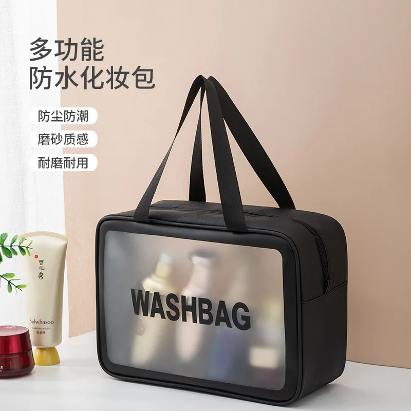 Bolsa de Cosméticos Impermeable Transparente de PVC de una Sola Capa HOMEFISH, Bolsa de Maquillaje de Viaje Portátil de Gran Capacidad a Prueba de Polvo