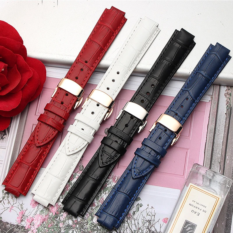 Leather Watch Band For  BALLON BLEU DE CARTIER  Watchstrap Women and Men Watch Convex Joint Bracelet 14mm 16mm18mm 20mm  22mm