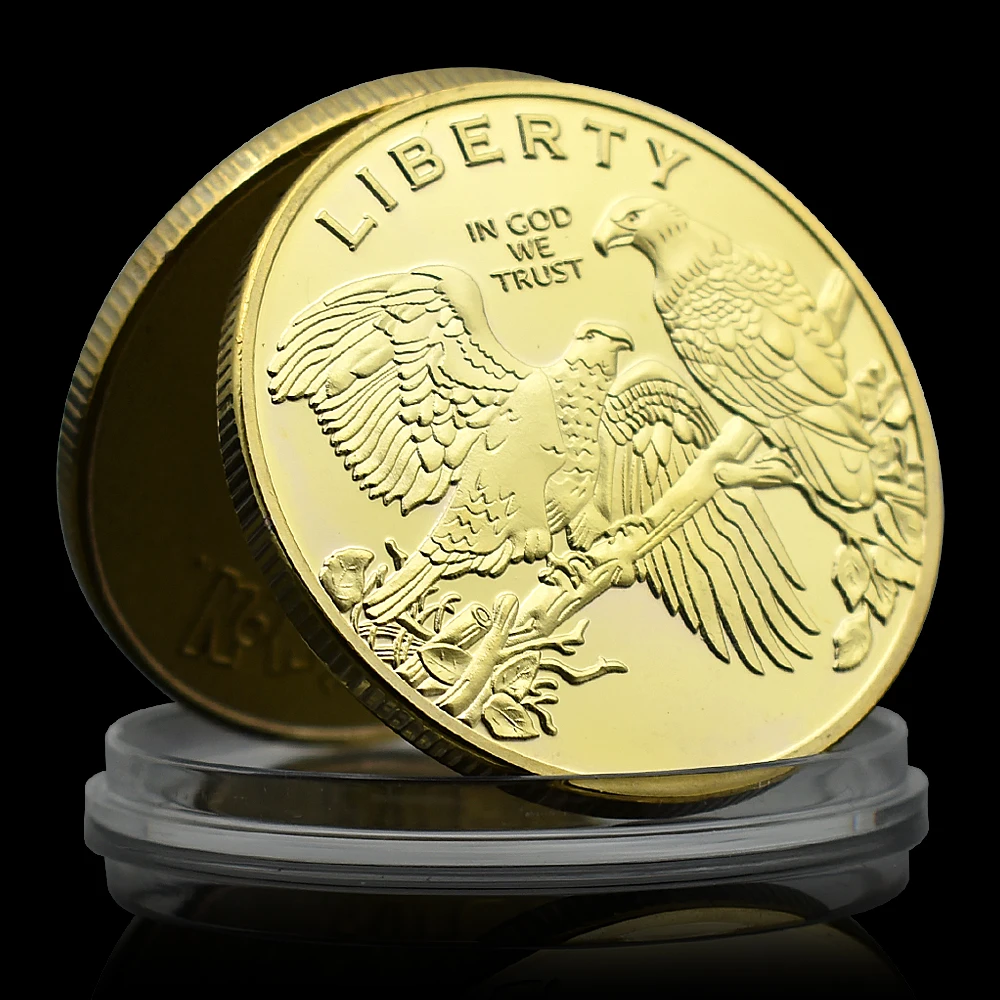 United States Liberty Commemorative Coin in God We Trust Gold Plated Eagle Challenge Coin Collection Gift Customized Wholesale