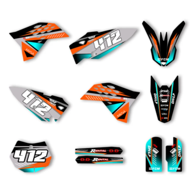 

Комплект наклеек Powerzone на заказ для команды KTM SX65 SX 65 2009-2015, номер, имя, фон на заказ