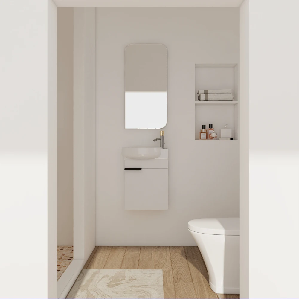 Floating Bathroom Vanity with Sink Modern Cabinet Small Wall Mounted Bathroom Vanitiy with Soft-Close Door White