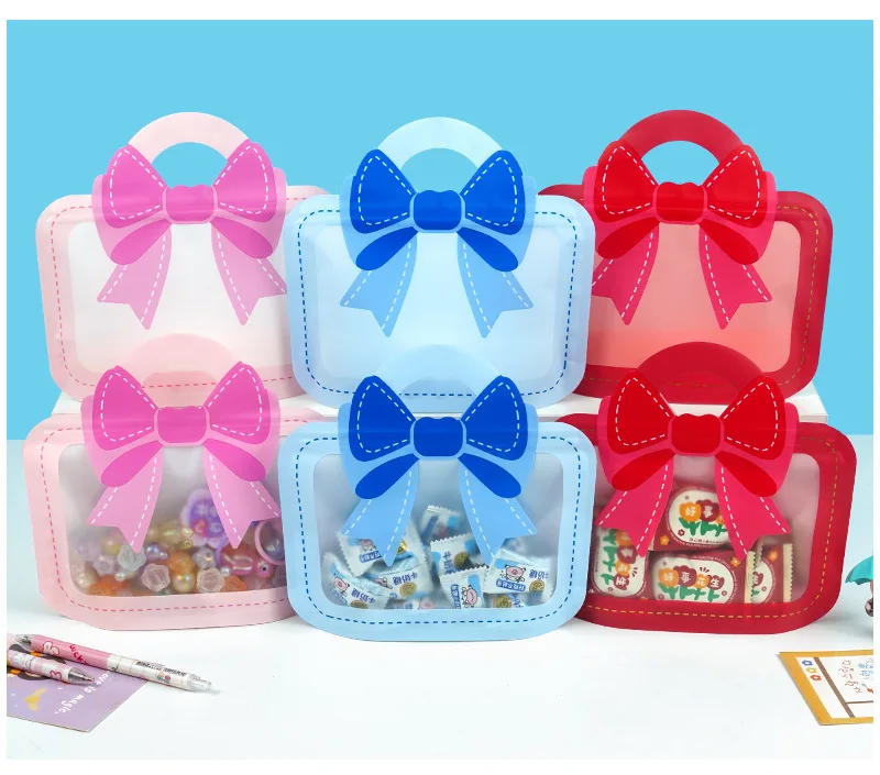 30 Stück Bogen-Snack-Verpackungsbeutel, tragbares Design, Kosmetik, Süßigkeiten, kleine Gegenstände, Aufbewahrung, selbstklebende Cartoon-Bogen, tragbare Geschenktüte – Detail 3