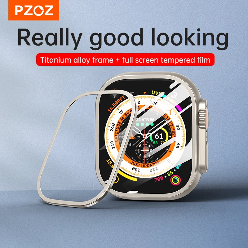 PZOZ Case Tempered glass film For iWatch Ultra 2 3  Metal Shell PC Back Cover For Apple Watch Case Ultra 49mm Protectors Screen