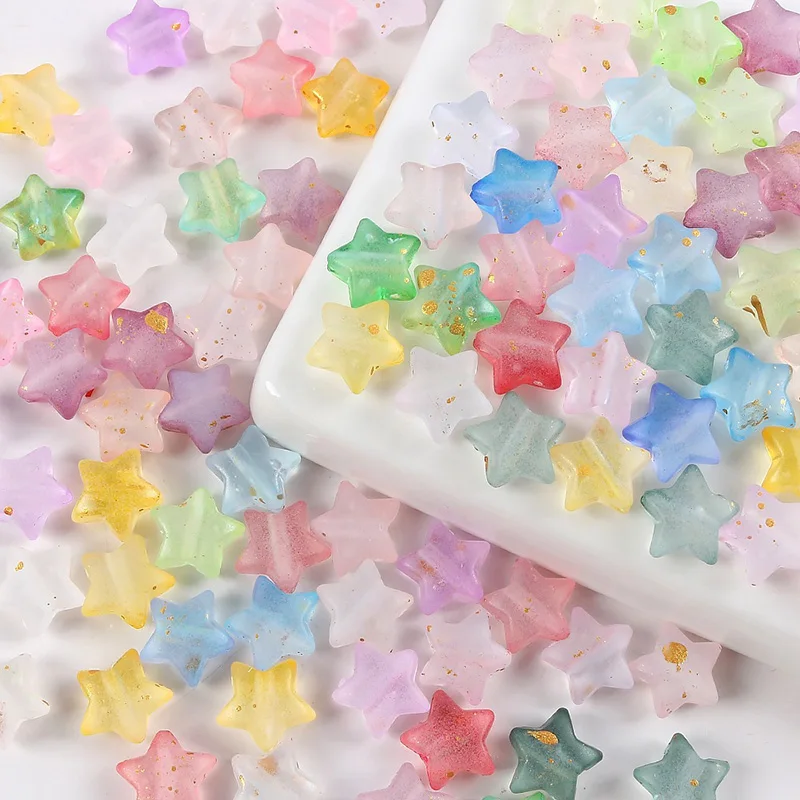 100/200Pcs 10x9mm Star Acrylic Beads Colorful Transparent Loose Spacer Bead For Jewelry Making DIY Bracelets Beading Accessories