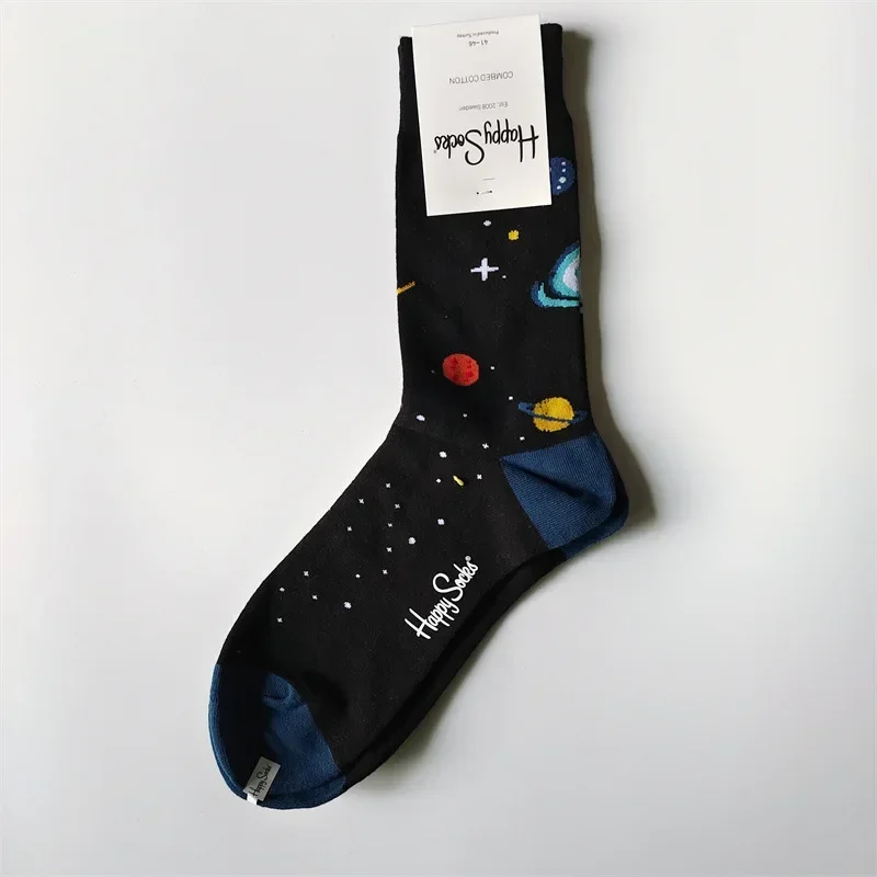 Happy Socks Fashion Herren Baumwoll socken warm lustig Space Universum Hip Hop Casual Socken dick