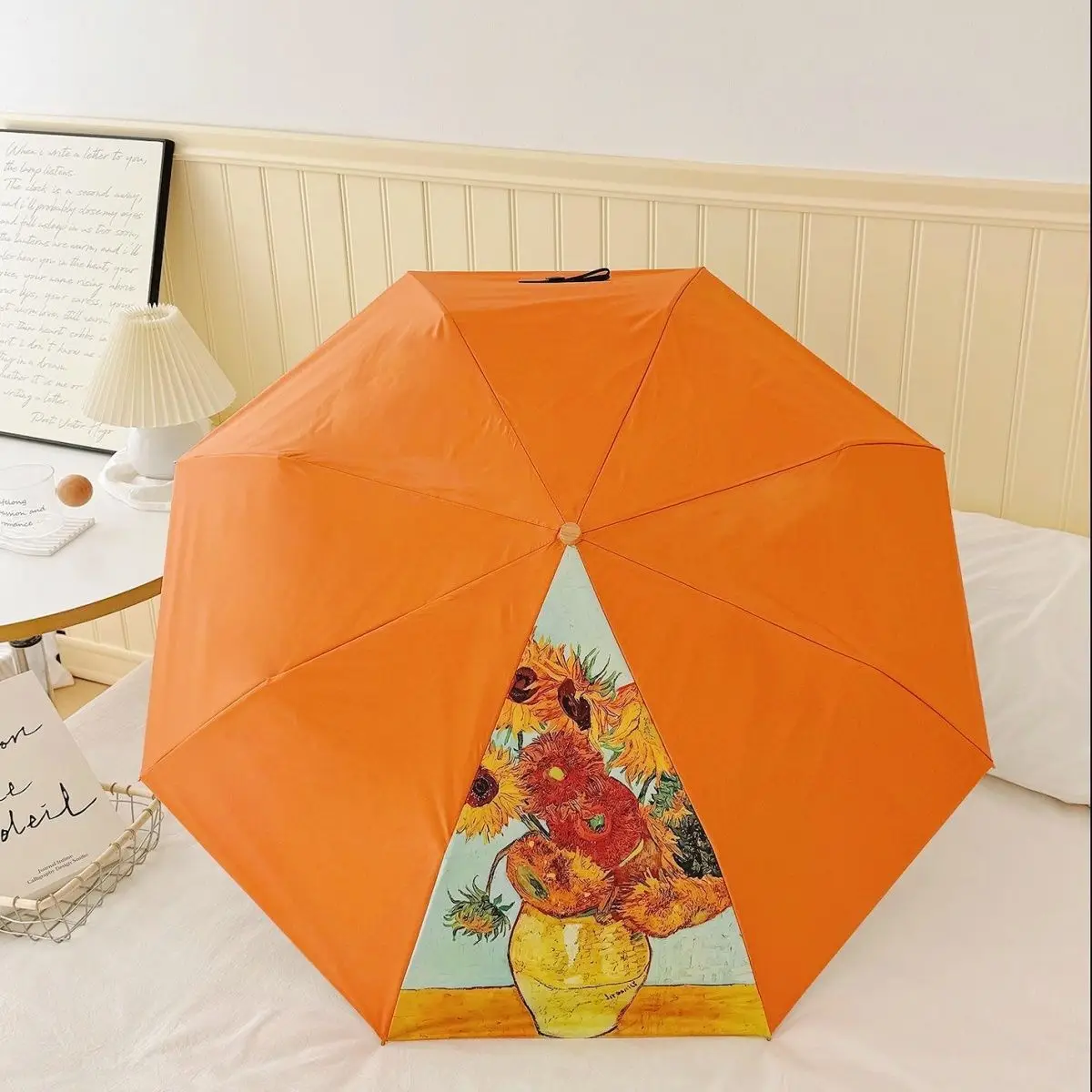 High-end Van Gogh Sunflower Oil Painting Umbrella: Double Layer UV Protection Sunshade Umbrella for Women Gift for Girlfriend