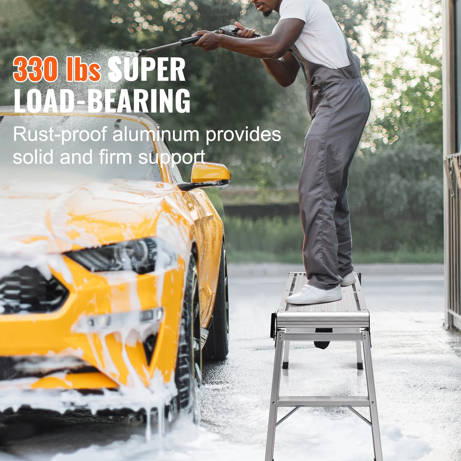 منصة عمل SucceBuy قابلة للطي بسعة 330 رطلًا، سلم من الألومنيوم للجدران الجافة، مقعد عمل عالي التحمل مع أقدام غير قابلة للانزلاق #2