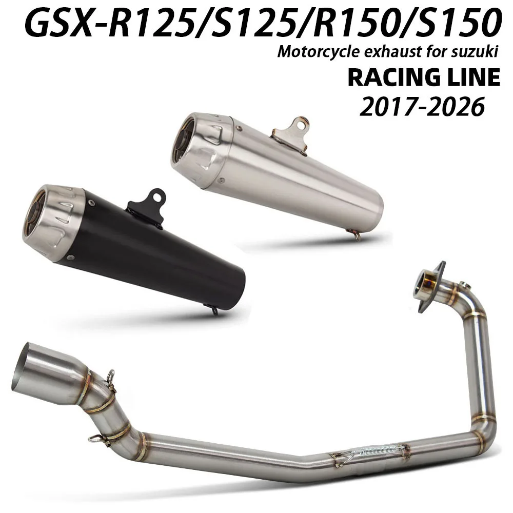 

For Suzuki GSXR125 GSXR150 GSXS125 GSXS150 GSX-R125/R150/S125/S150 2017-2026 Motorcycle Exhaust System Manifold Muffler Kit