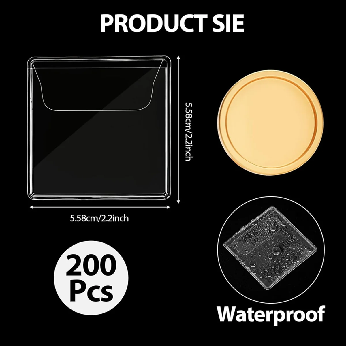 

Новые 200 шт., держатели для монет с одним карманом, прозрачные защитные пленки для монет из ПВХ, индивидуальные пластиковые держатели для монет, 2,2 х 2,2 дюйма