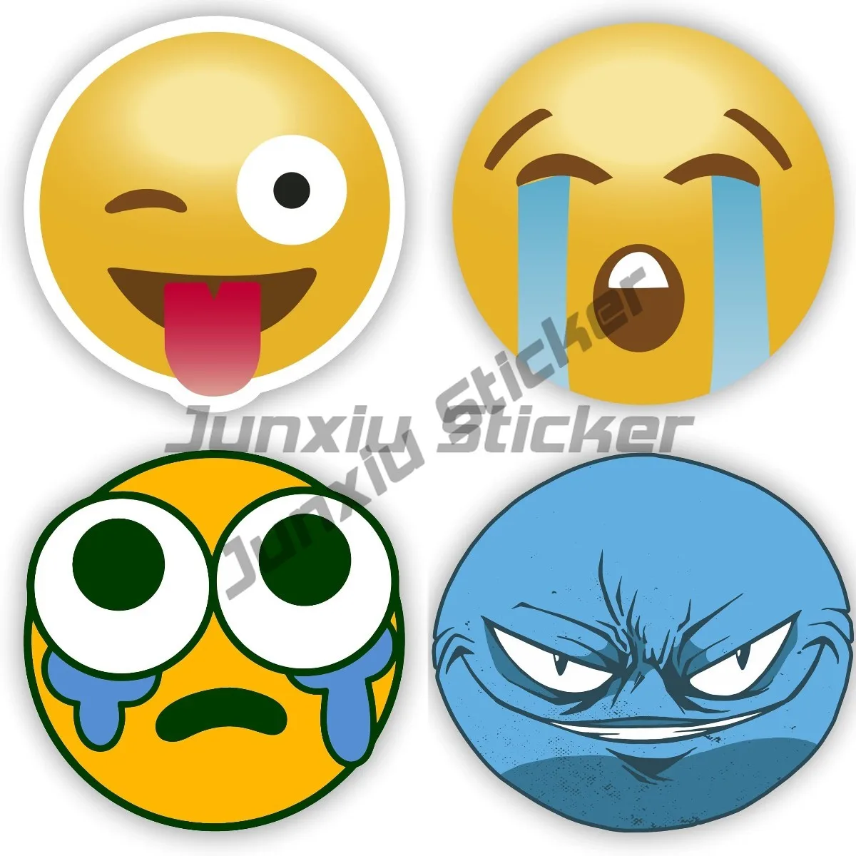 Smiling Tongue Blinking Eyes Sadness Crying Anger Emoticons Face Fun Sticker Vinyl Waterproof and UV Resistant Sticker Suitable