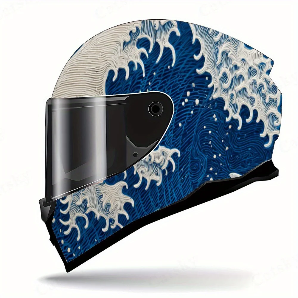 Fantasy ocean world and magical dolphins motorcycle vinyl wraps helmet decal,self-adhesive waterproof helmet decoration,universa