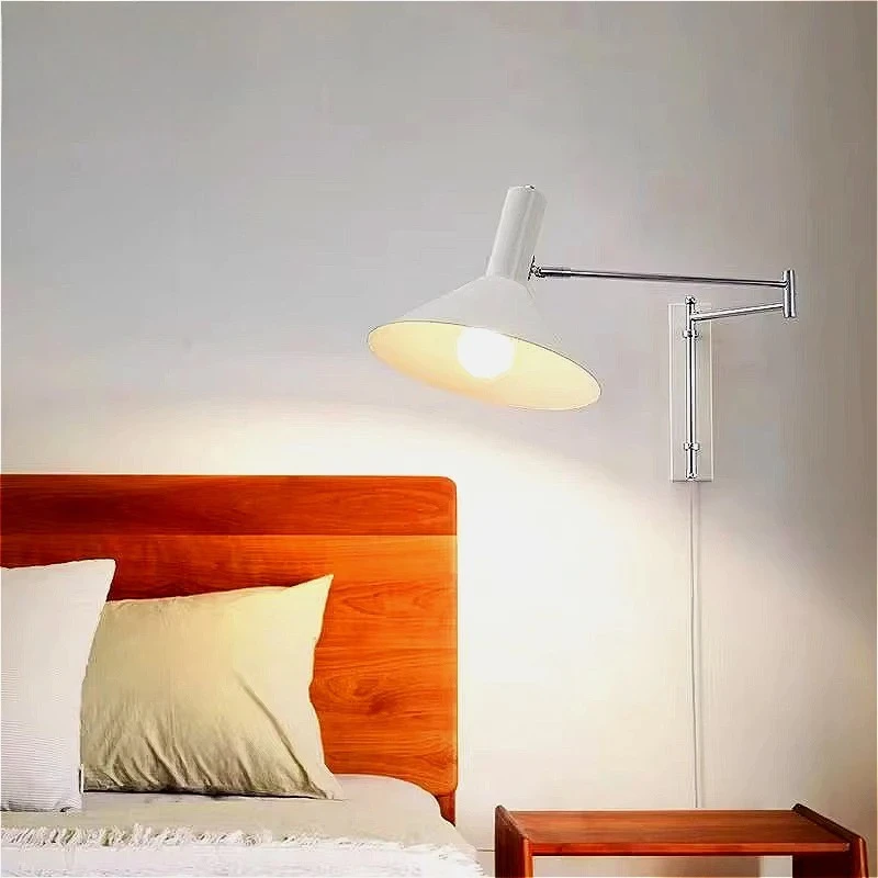 Modern Bedroom Bedside Wall Lamp Swing Arm Wall Lamp Retro Retractable Folding Living Room Study Background Wall Decorative Lamp