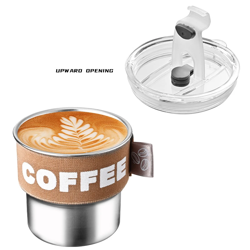 350ML Coffee Cup with Lid Stainless Steel Insulated Breakfast Milk Mug Drinkware Heat-Resistant Metal Tumbler Portable Water Cup