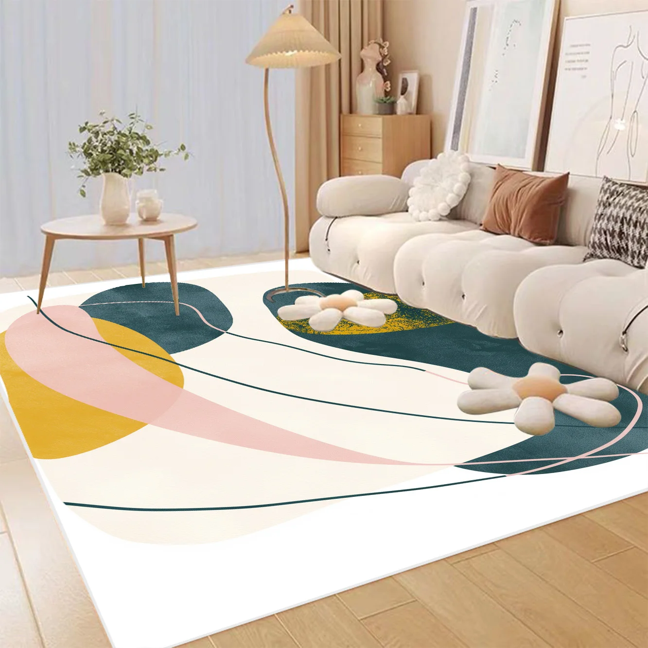 

INS Modern Geometry Printed Carpets for Living Room Children Room Creative Decor Rugs Sofa Area Bedroom Decoration Anti-slip Mat