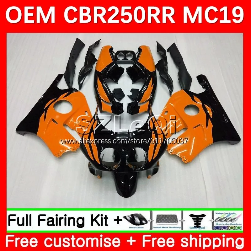 Injection Body For HONDA CBR250RR MC19 CBR250 26No.184 CBR 250 RR CC 250RR 88 89 CBR 250CC 1988 1989 + Decal Fairing Hot Orange