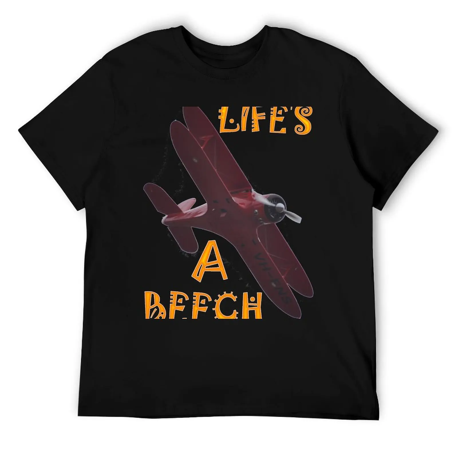 

Life's A Beech - Beechcraft D17 Staggerwing VH-FNS banked T-Shirt anime t shirts oversize T-Shirt