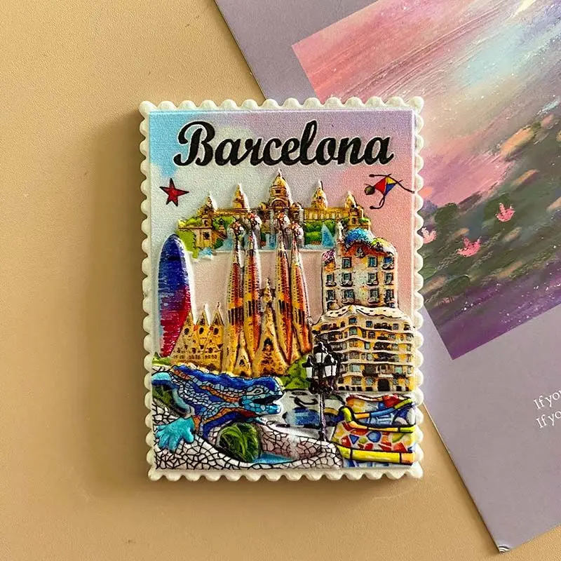 Barcelona Spain Scenery 3D Resin Fridge Magnets - Sagrada Familia Park Guell Imanes Nevera Aimants Frigo Room Decoration Magnets