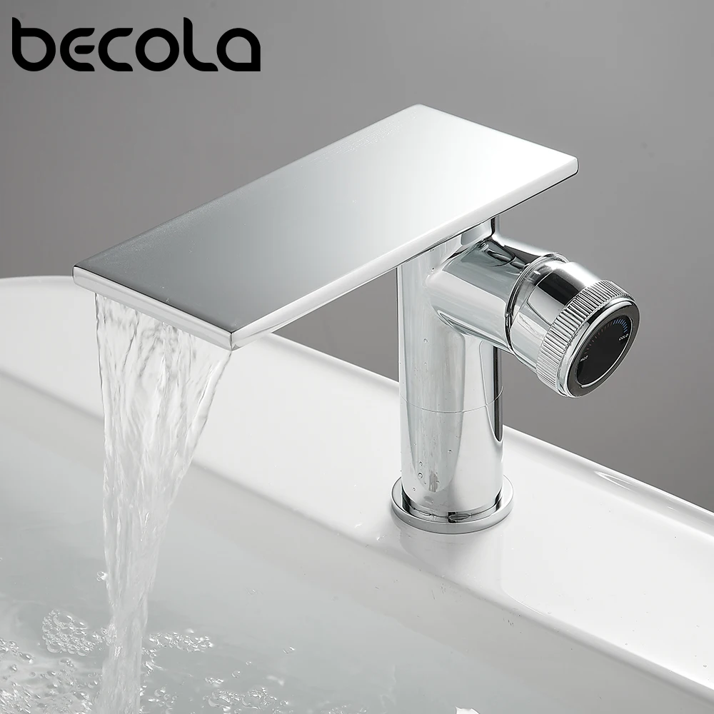 

Becola Waterfall Bathroom Faucet Basin Faucets Black Sink Taps Single Handle Cold And Hot Water Mixer Tap For Bathroom