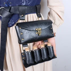 Medieval Witch Magic Potion Bottle Perfume Holder With 4 Bottle Steampunk Alchemy Flask Potion Pouch Belt Wizard Cosplay Props