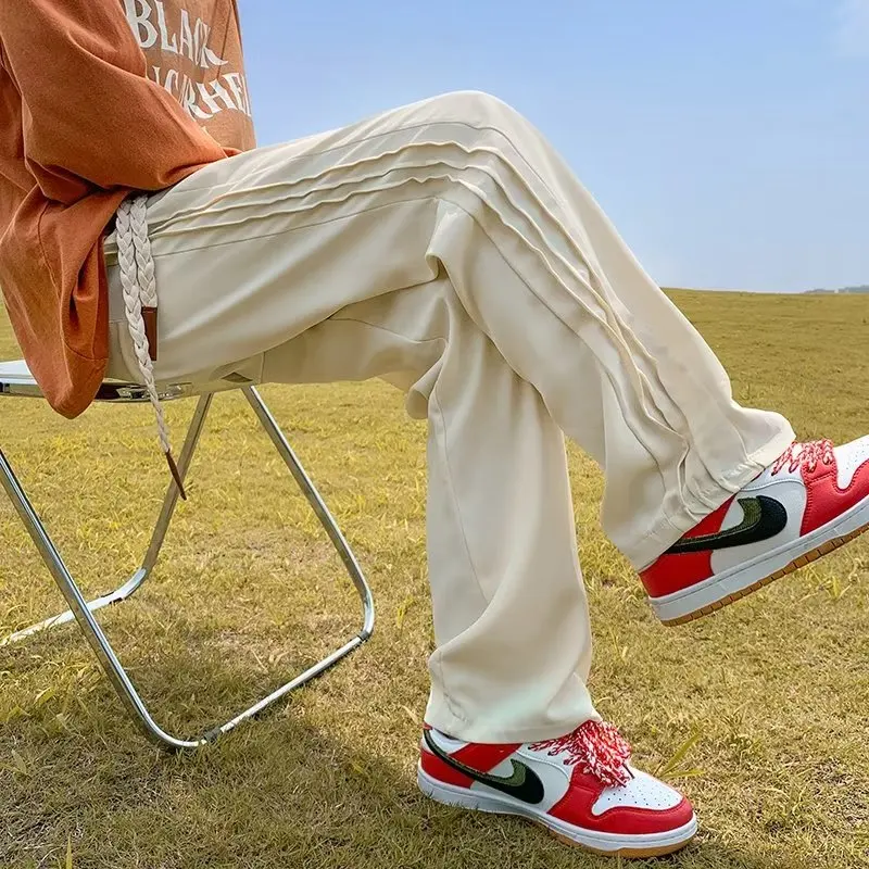 

Мужские повседневные брюки оверсайз прямого кроя, свободные, винтажные, универсальные, для весны и осени, из смесового хлопка и полиэстера