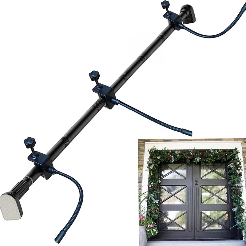 Double Door Christmas Decoration Hanger, Front Door Garland Hanger, Metal Adjustable 20 lbs, No Screws Drilling, Easy Assembly
