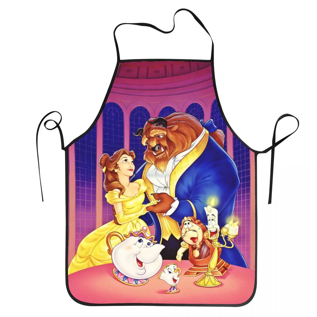 Custom Bib Beauty And The Beast Apron Men Women Unisex Adult Chef Cooking Kitchen Belle Princess Tablier Cuisine Painting