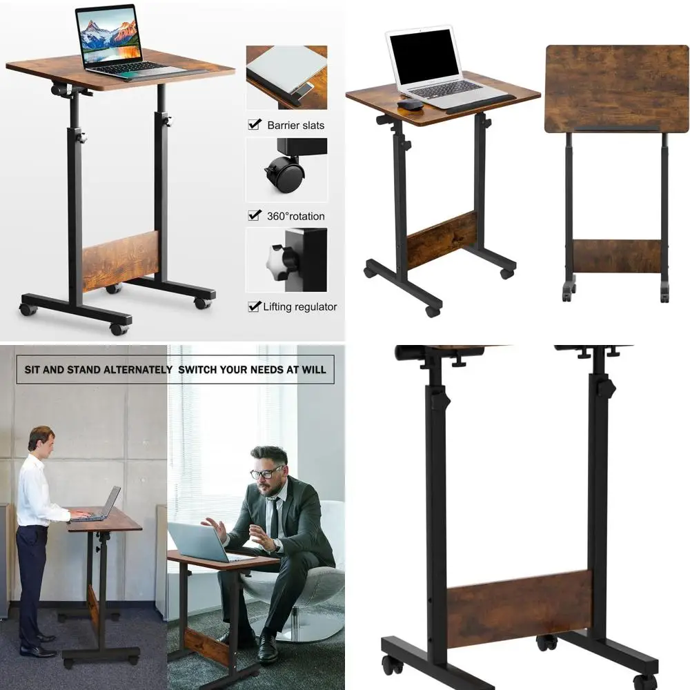 Adjustable Height 16x24 Mobile Standing Desk, 360° Swivel, Compact Office Table for Home & Small Spaces, Easy Assembly (32-47 He