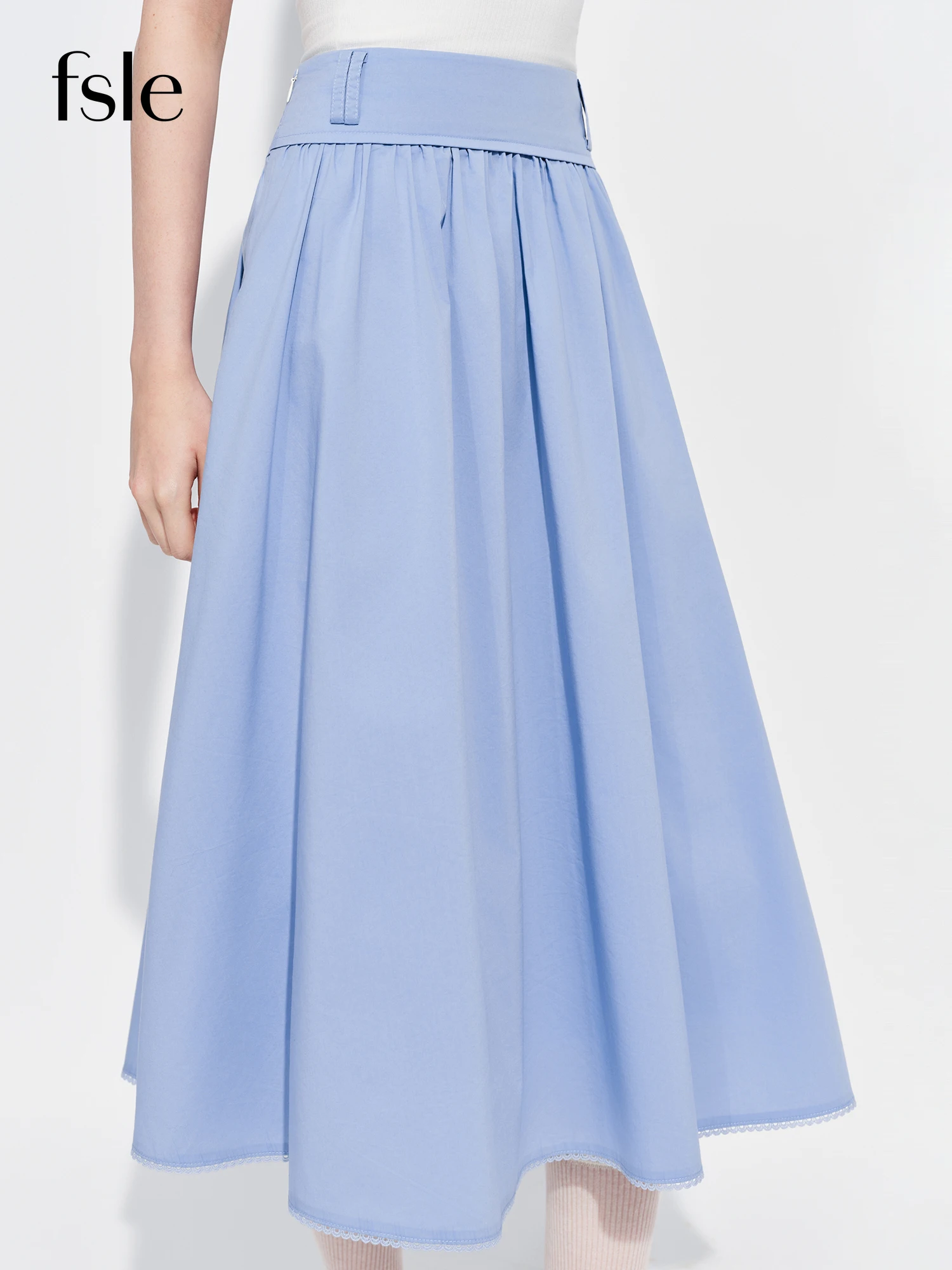 

FSLE Cute and Versatile Mid-High Waist Slimming A-Line Mini SkirtLace Detailing Spring 2026 New Arrival Sweet Mid-Lenghth Skirts