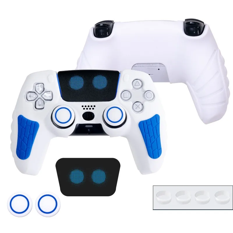 Funda de silicona antideslizante para controlador de PS5, cubierta de piel Compatible con controlador de PS5 con pegatina de tapa de agarre para el pulgar