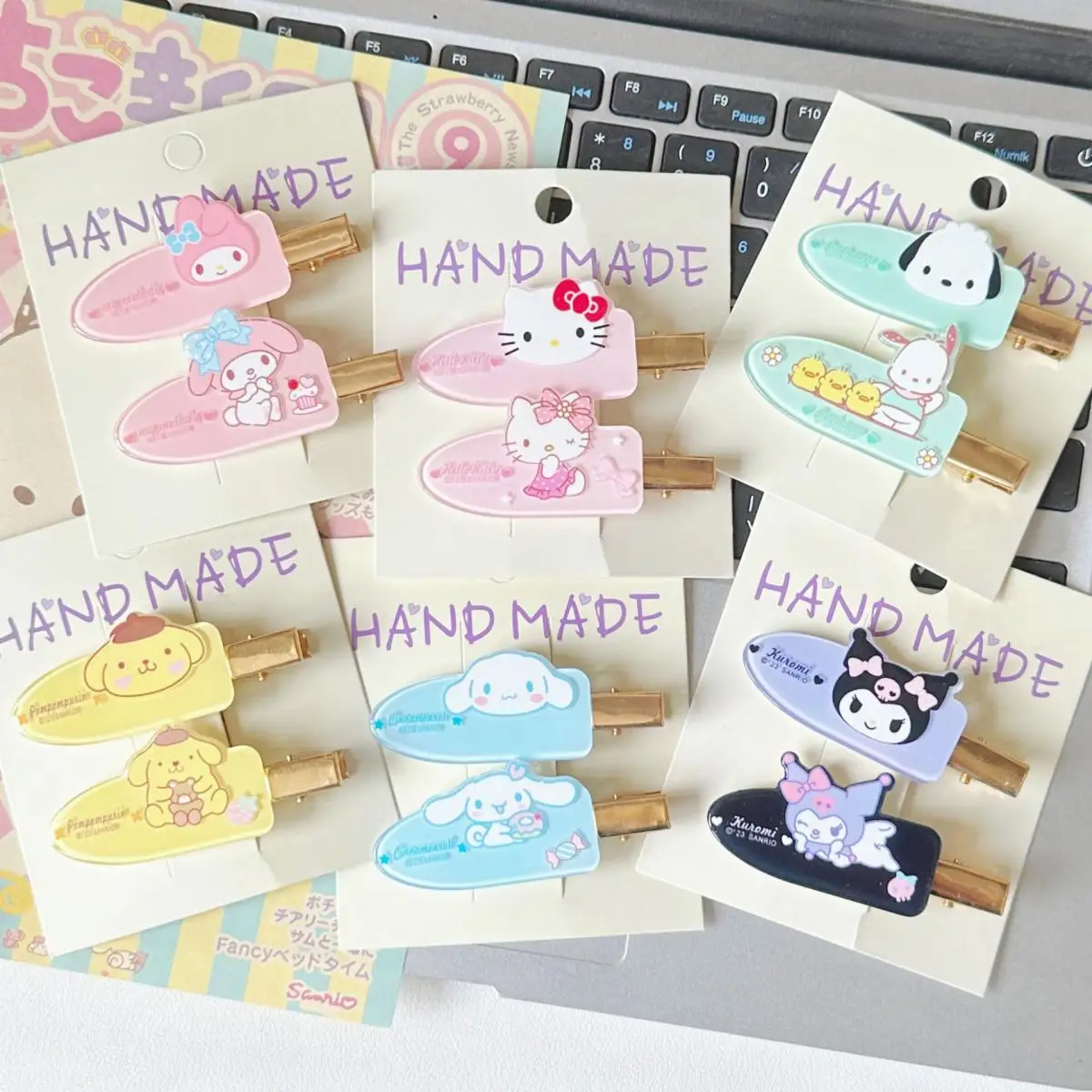 

Miniso A Pair Clips Cinnamoroll Kuromi Hellokitty Cartoon Hairpins Cute Kawaii Anime Character Hairpins Small Gifts