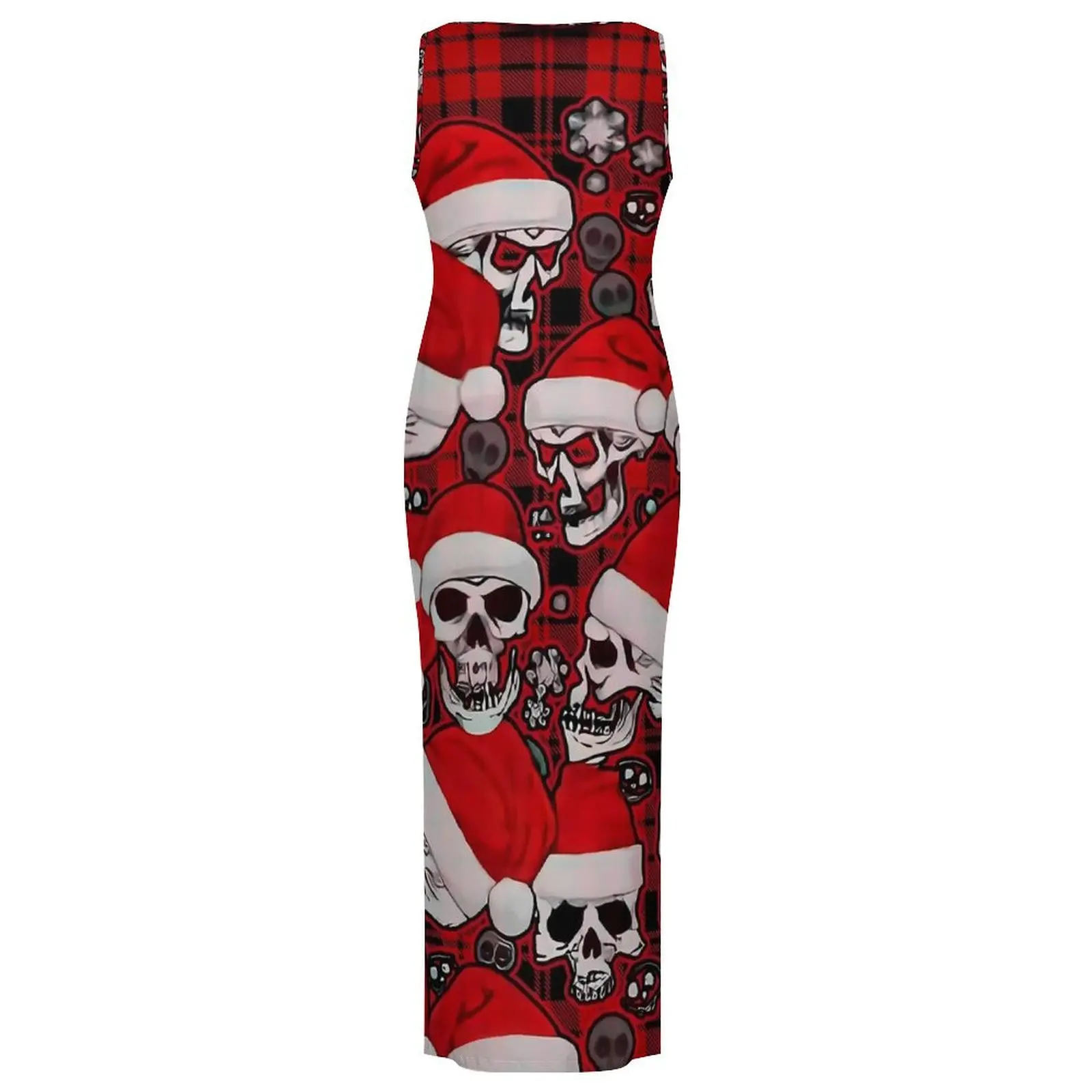Sukienka bodycon z czaszką świąteczną, letnia, zabawna, codzienna sukienka maxi z czaszkami, damska sukienka bez rękawów z wzorem w stylu ulicznym, duży rozmiar 4XL