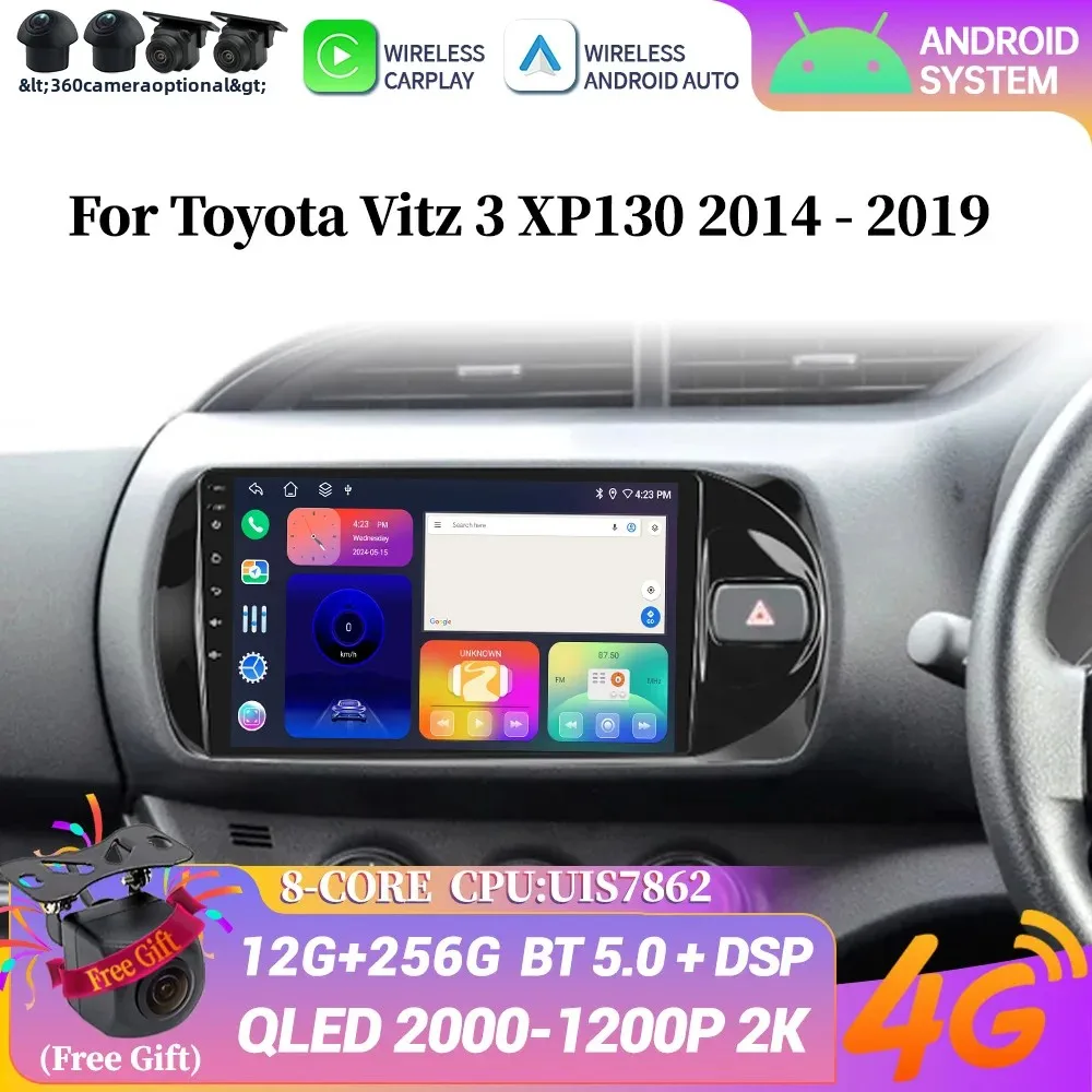 

Android 14 Car Radio For Toyota Vitz 3 XP130 2014-2019 Wireless Bluetooth Carplay Stereo Head Unit Screen Multimedia Navigation
