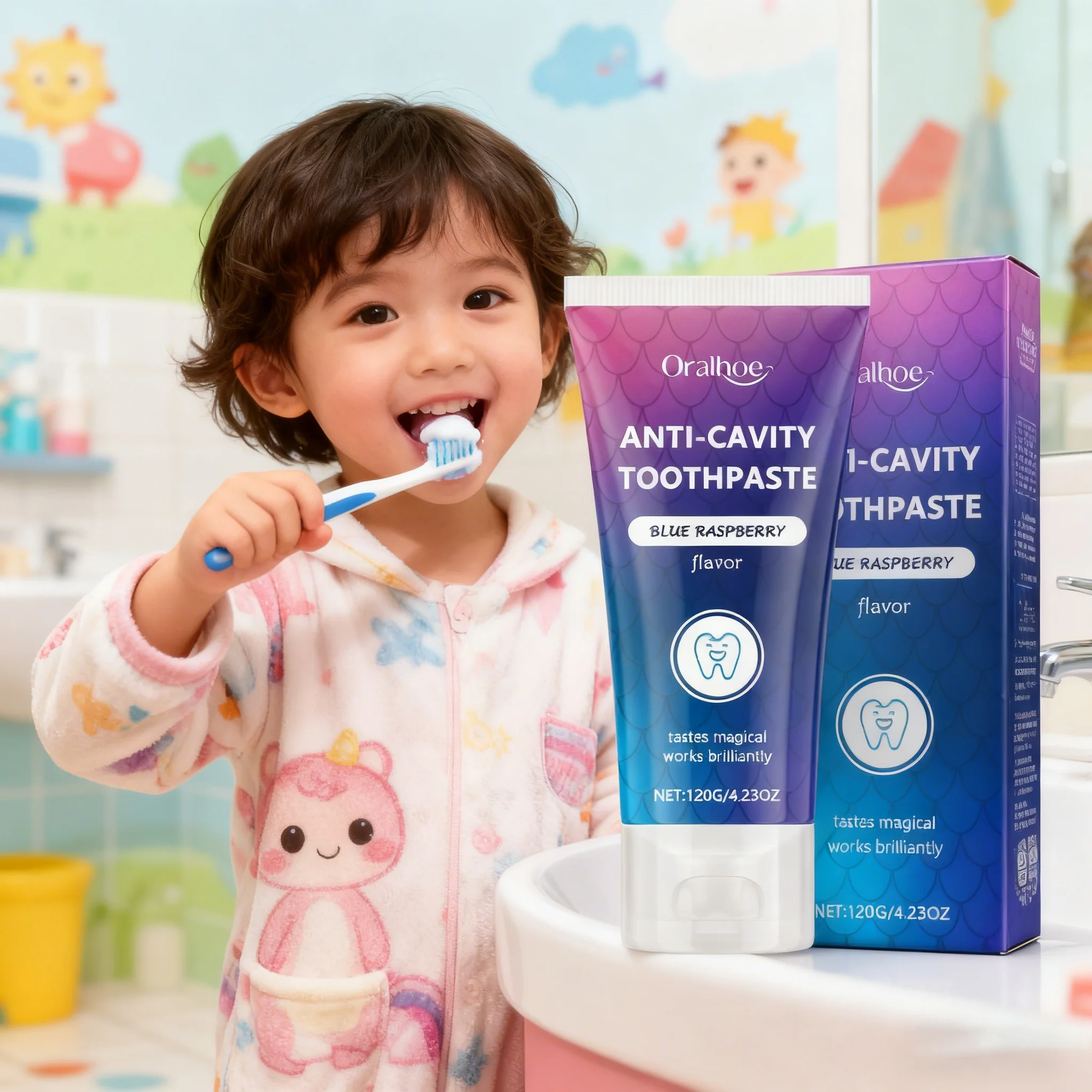 Children's Toothpaste Against Caries Clean Oral Remove Dental Plaque Stains Anti Cavities Prevent Tooth Decay Repair Toothpaste