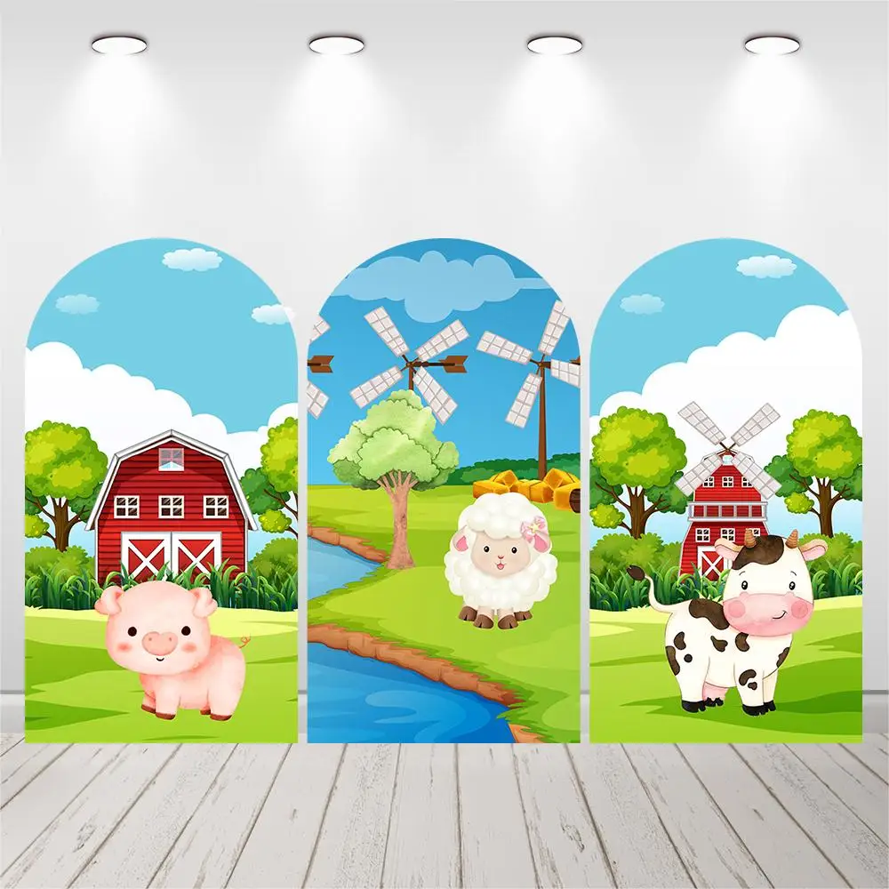 Customize Farm Arch Backdrop Covers Cows Animals Birthday Party 2-sided Arches Fabric Cover Baby Shower Festa Parties Decoration