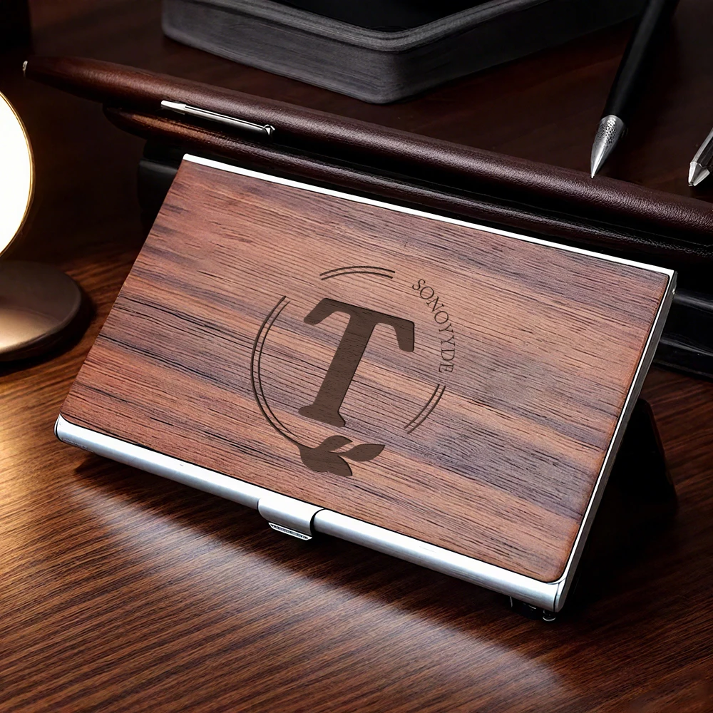 1PC Colorful Personalized Text Wooden Card holder Business Card holder Wooden Crafts Wooden Ornament For Friend Gifts view 2