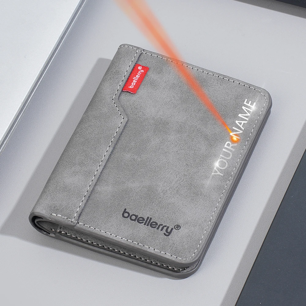 

New Name Engraving Portable Mini Simple Men Wallets High Quality Card Clip Photo Holder Male Purses Credit Card Holders