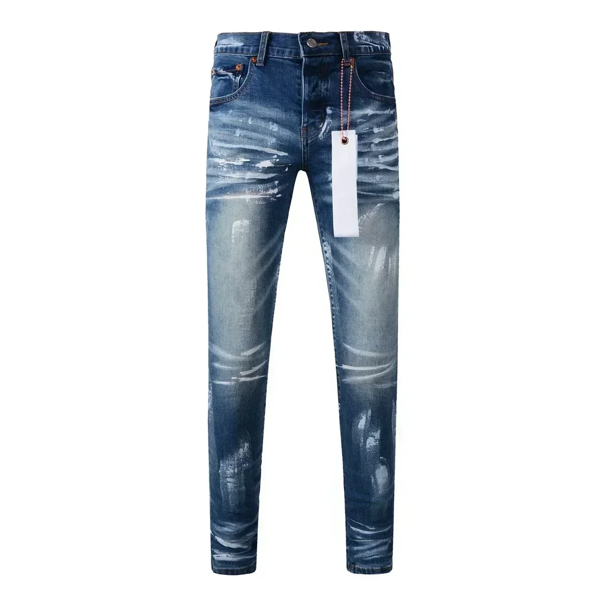 Fashion Purples Jeans Men denim brands distressed slim fitting color blue paint Fashion brand Repair Low Rise Skinny Denim pants